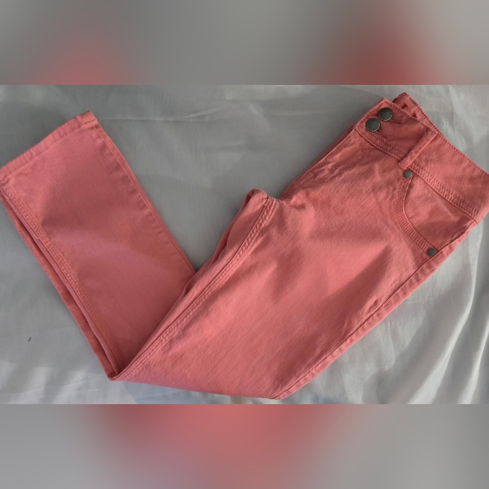 Elle Jeans Sz 4 Low Rise Straight Leg Salmon Color Euc